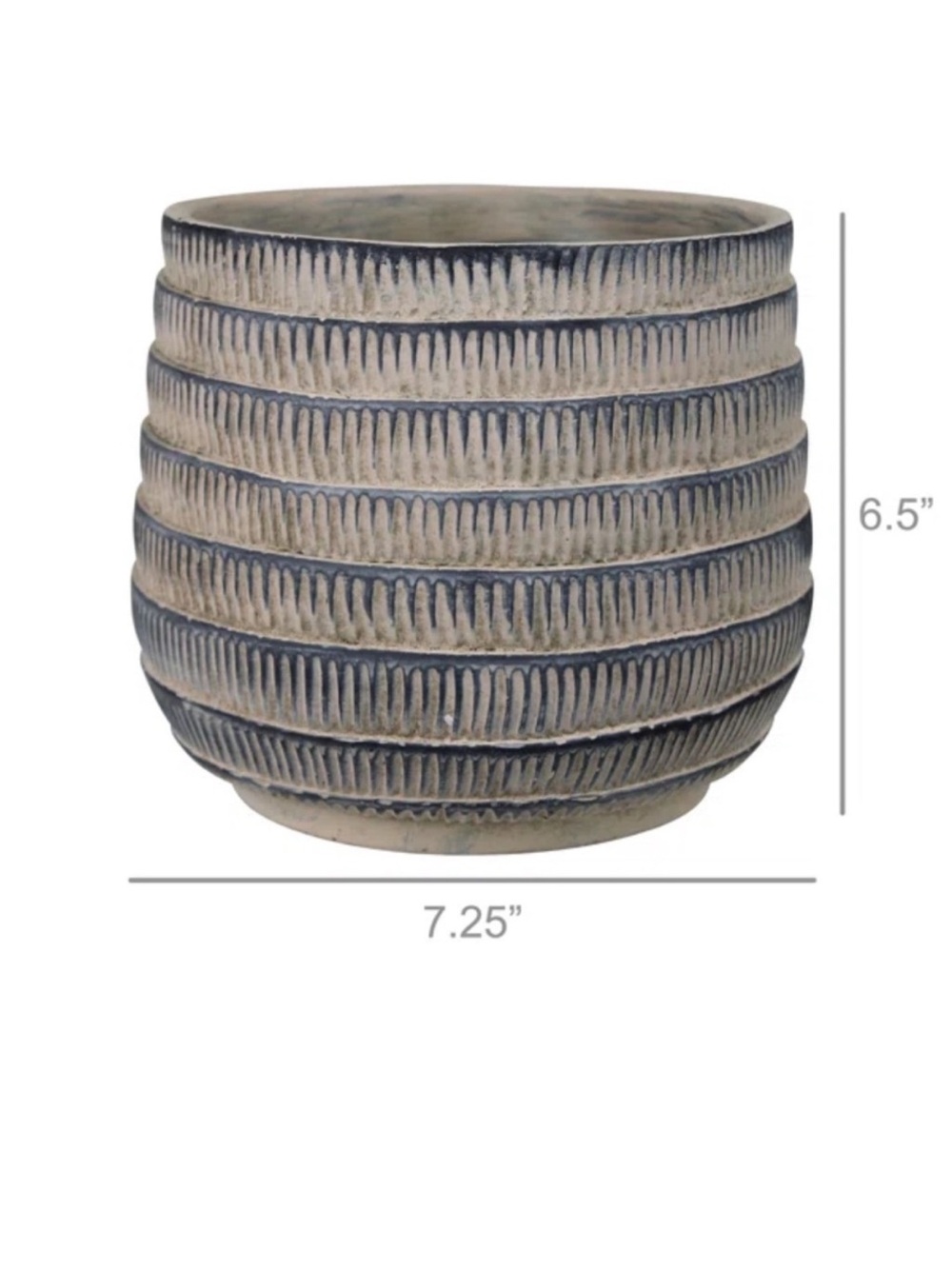 Textured Striped Ceramic Planter